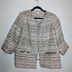 Coldwater Creek Women's 3/4 Sleeve Aztec Woven Tapestry Blazer Jacket Size 18W